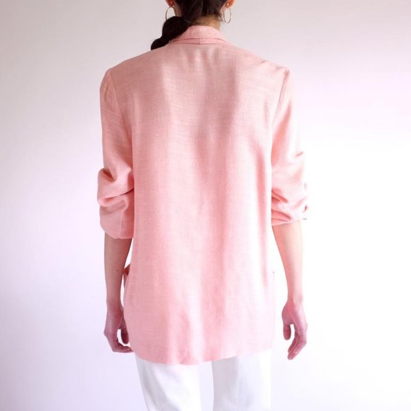 Vintage Pink Oversized Linen Blazer Size 6 - Picture 6 of 7